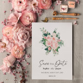 Blush Floral White Wedding Save the Date