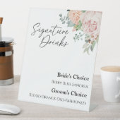 Blush Floral White Wedding Signature Drink Sign Reclamebord Met Voetstuk (Insitu)