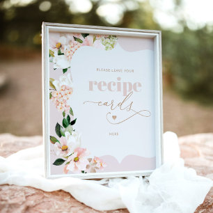 Blush floral wildflower laat je receptkaart achter poster