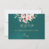 Blush Floral & Wreath RSVP - Teal (Devant)
