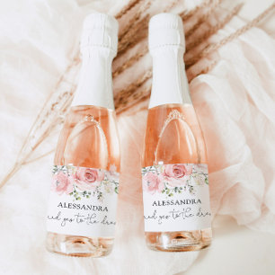 Blush floral zei ja tegen de jurk sparkling wijnetiket