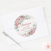 Blush florale eucalyptusgoud lijst baby shower ronde sticker (Envelop)