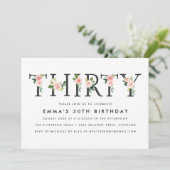 Blush Florals | 30e uitnodiging van de Birthday Pa (Staand voorkant)