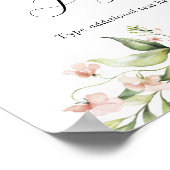 Blush Florals and Greenery Aangepaste Tekst Teken Poster (Hoek)