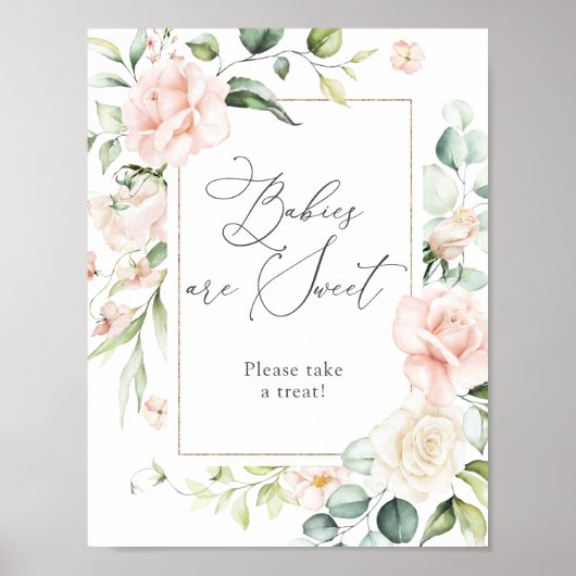 Blush Florals Baby's zijn een tweet Treat-teken Poster (Voorkant)