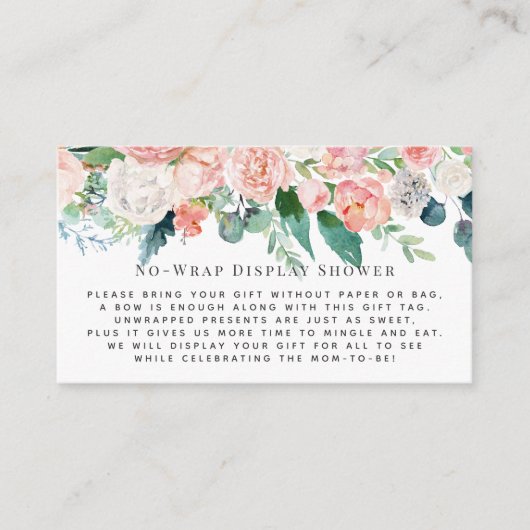 Blush Florals Display Shower Invitation Insert Informatiekaartje (Voorkant)