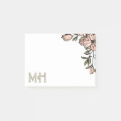 Blush Florals Distress Olive Initialen Post-it® Notes (Voorkant)