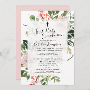 Blush Florals Greenery Waterverf First Community Kaart
