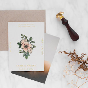 Blush Florals Sparen de Datum Folie Uitnodiging
