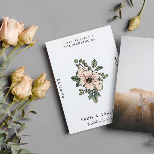  Blush Florals Sparen de Datum Save The Date