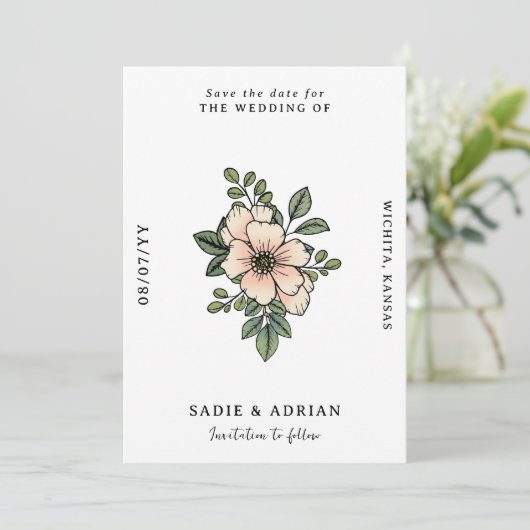 Blush Florals Sparen de Datum Save The Date (Staand voorkant)