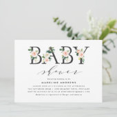 Blush Florals | Uitnodiging tot Baby shower (Staand voorkant)