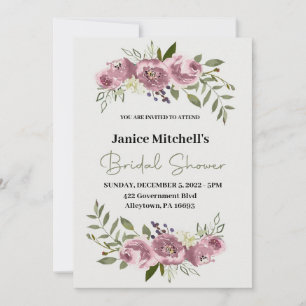 Blush Flower Bridal Shower-uitnodiging Kaart