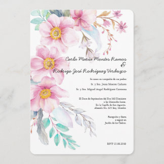 Blush Flower Spanish Weddenschap Kaart