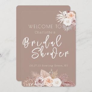 Blush Flowers Boho Bridal Shower Invitation Kaart