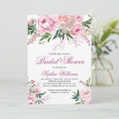 Blush Flowers Bridal Shower Invitation Kaart (Staand voorkant)
