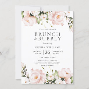 Blush Flowers Brunch & Bubble Vrijgezellenfeest Kaart