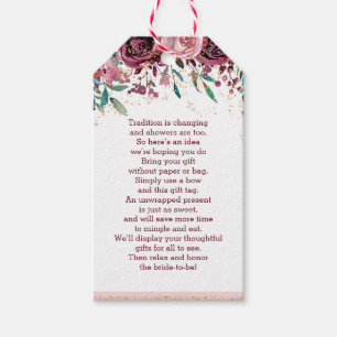 Blush Flowers Gold Confetti Bruids Display Douche Cadeaulabel