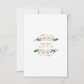 Blush Flowers Gold Glitter Sparkles Girl Baptisme Kaart (Achterkant)