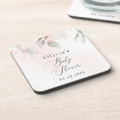 Blush Flowers, Pink Flowers, Boho, Baby shower Bier Onderzetter (Linkerzijde)