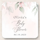 Blush Flowers, Pink Flowers, Boho, Baby shower Bier Onderzetter (Voorkant)