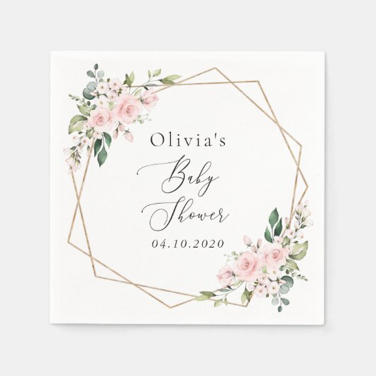 Blush Flowers, Pink Flowers, Boho, Baby shower Servet (Voorkant)