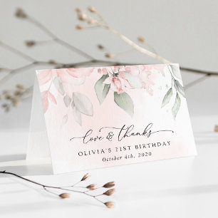 Blush Flowers, Pink Flowers, Boho, Birthday Bedankkaart