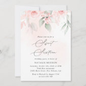 Blush Flowers, Pink Flowers, Boho, Sweet 16 Kaart (Voorkant)