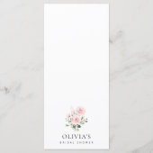 Blush Flowers, Pink Flowers, Bridal Shower Menu (Achterkant)
