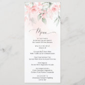 Blush Flowers, roze bloemen, Greenery, Weddenschap Menu (Voorkant)
