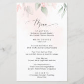 Blush Flowers, roze bloemen, menu Vrijgezellenfees (Voorkant)