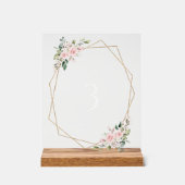 Blush Flowers, Roze Flowers, Boho, Table Numbers Acryl Bord (Voorkant)