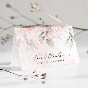 Blush Flowers, Roze Flowers, Greenery, Wedding Bedankkaart