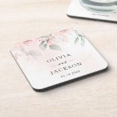 Blush Flowers, Roze Flowers, Greenery, Wedding Bier Onderzetter (Linkerzijde)