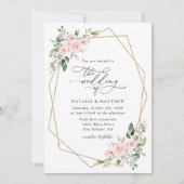 Blush Flowers, Roze Flowers, Greenery, Wedding Kaart (Voorkant)