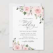 Blush Flowers, Roze Flowers, Greenery, Wedding Kaart (Voorkant)