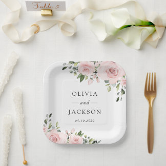 Blush Flowers, Roze Flowers, Greenery, Wedding Papieren Bordje