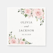 Blush Flowers, Roze Flowers, Greenery, Wedding Servet (Voorkant)