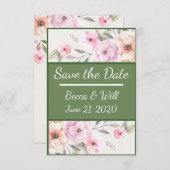 Blush Flowers Save The Date (Voorkant / Achterkant)