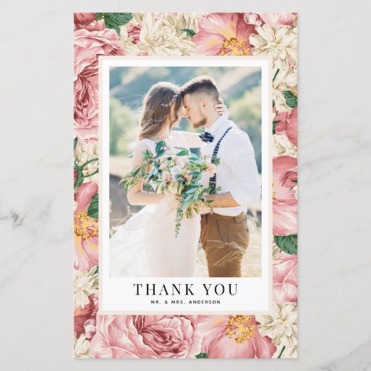  Blush Flowers Weddenfoto Hartelijk dank (Voorkant)