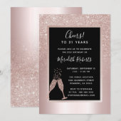 Blush Foil Ombre 21e Invitation de fête d'annivers (Devant / Derrière)