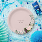 Blush & Foliage Bruiloft Ronde Papier Papieren Bordje (Feest)