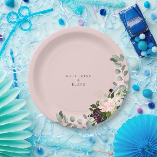 Blush & Foliage Bruiloft Ronde Papier Papieren Bordje (Feest)