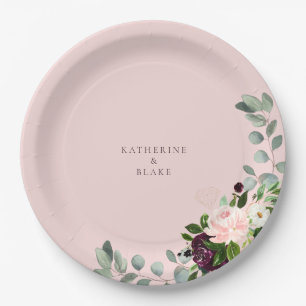 Blush & Foliage Bruiloft Ronde Papier Papieren Bordje