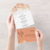 Blush Foliage Waterverf Rich Pastel Tones All In One Uitnodiging (Afscheurbaar)