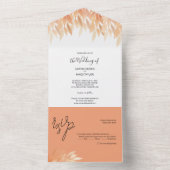 Blush Foliage Waterverf Rich Pastel Tones All In One Uitnodiging (Binnen)