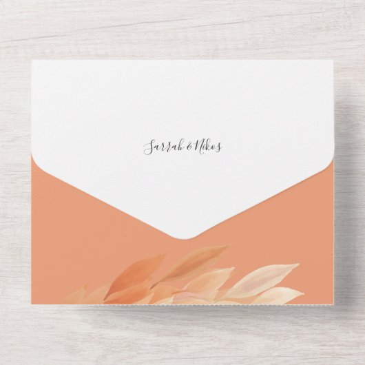 Blush Foliage Waterverf Rich Pastel Tones All In One Uitnodiging (Achterkant)