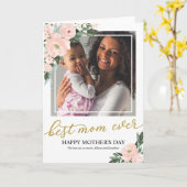 Blush Foral Meilleure Maman Jamais Photo Carte Fêt (Fleur jaune)