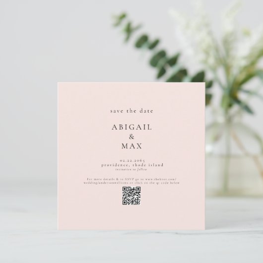 Blush Foto Bruiloft Vierkant Save the Date (Staand voorkant)