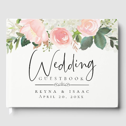 Blush Garden Floral Wedding Gastenboek (Voorkant)